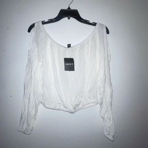 NWT white long sleeve strapless blouse women’s size medium